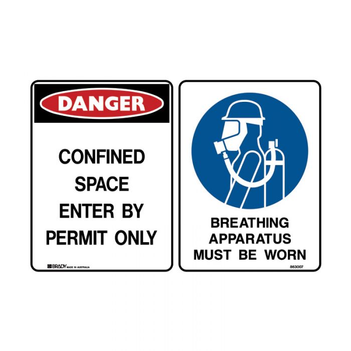 844346 Multiple Message Sign - Confined Space-Breath Apparatus 