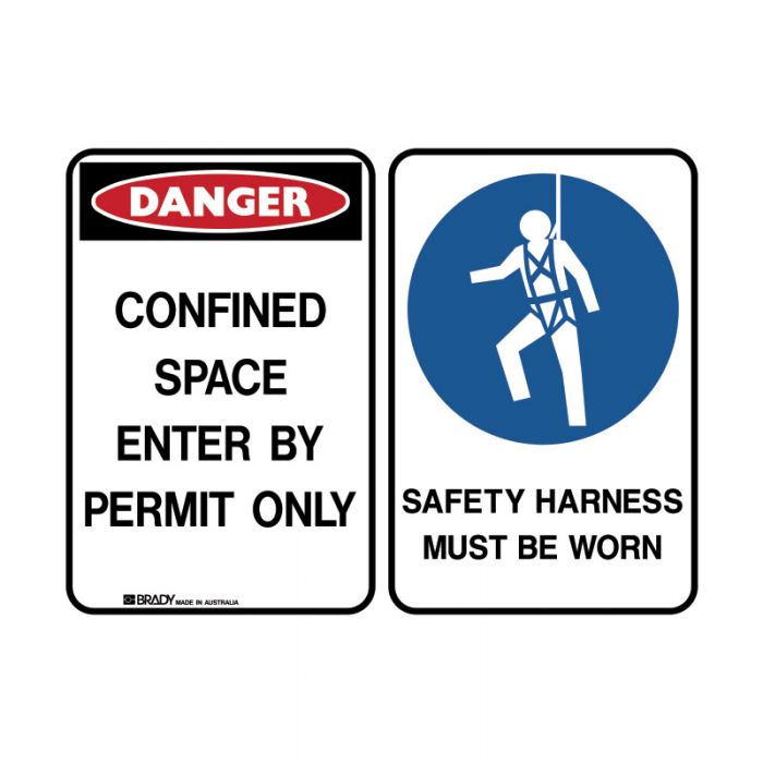 844348 Multiple Message Sign - Danger-Safety Harness 