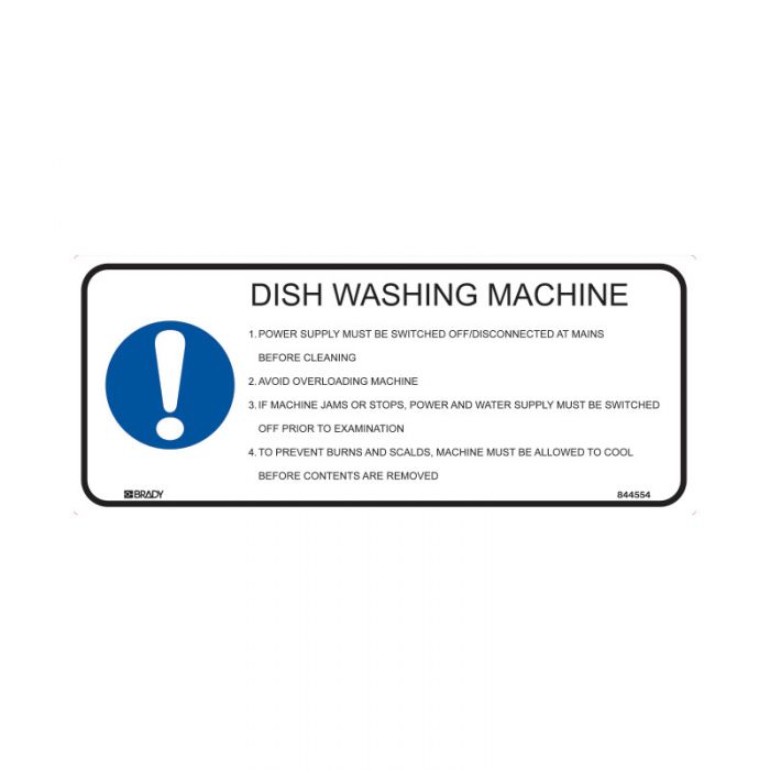 844554 Kitchen-Food Safety Sign - Dish Washing Machine 