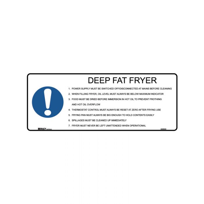 844576 Kitchen-Food Safety Sign - Deep Fat Fryer 