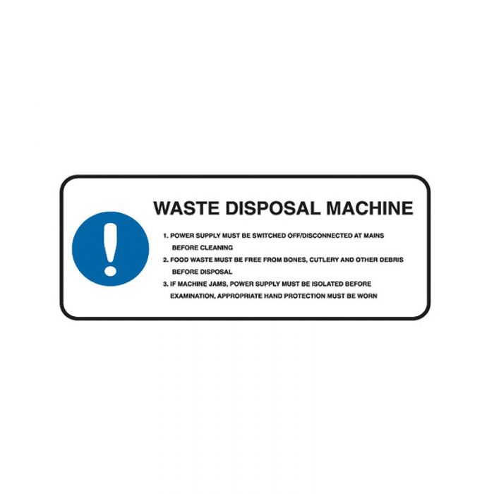 844850 Kitchen-Food Safety Sign - Waste Disposal Machine 