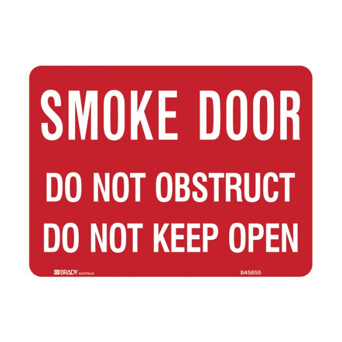 845854 Fire Equipment Sign - Smoke Door Do Not Obstruct Do Not Keep Open 