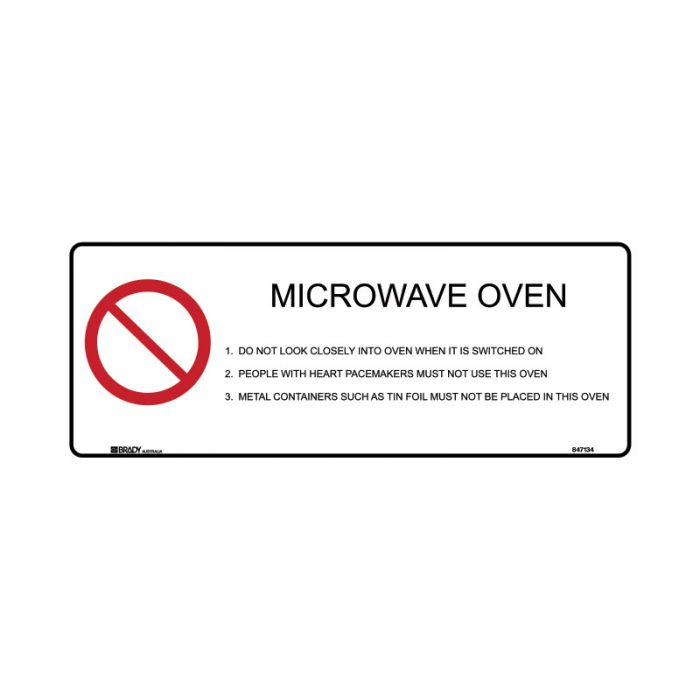 847134 Kitchen-Food Safety Sign - Microwave Oven 