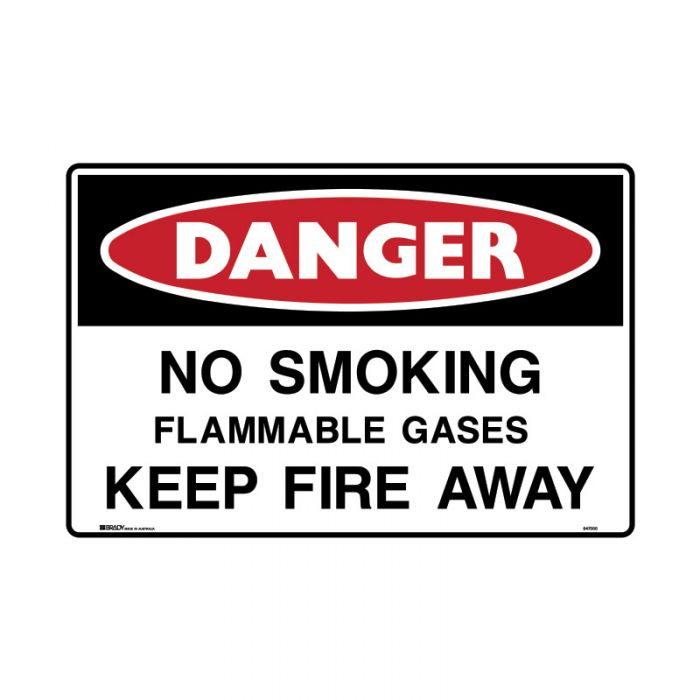 847567 Mining Site Sign - Danger No Smoking Flammable Gases Keep Fire Away 