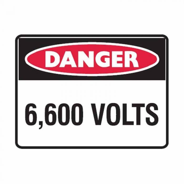 847672 Electrical Hazard Sign - Danger 6600 Volts 