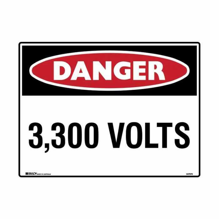 847676 Electrical Hazard Sign - Danger 3300 Volts 