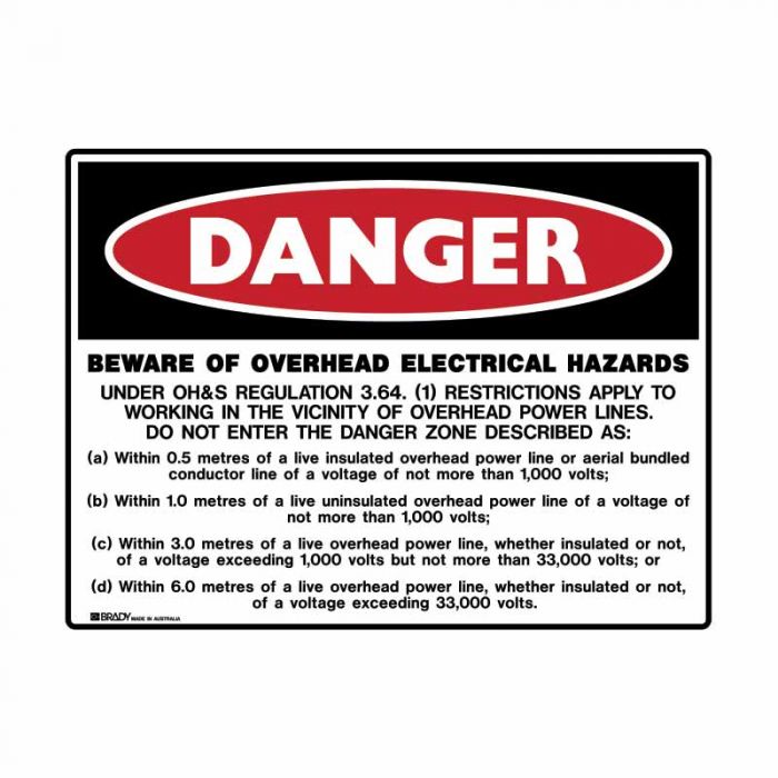 847754 Mining Site Sign - Danger Beware Of Overhead Electrical Hazards.. 