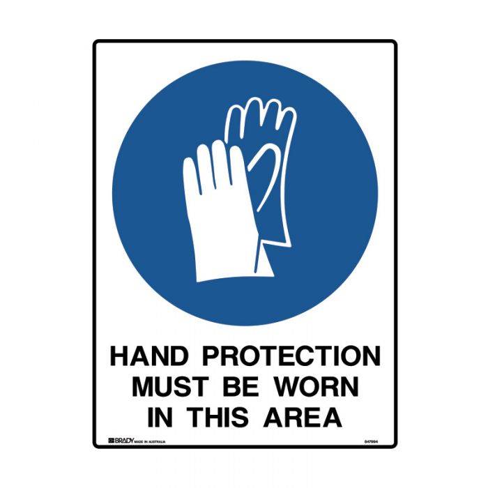 847996 Mining Site Sign - Hand Protection Must Be Worn In This Area 