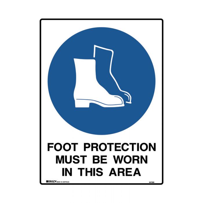 848000 Mining Site Sign - Foot Protection Must Be Worn In This Area 