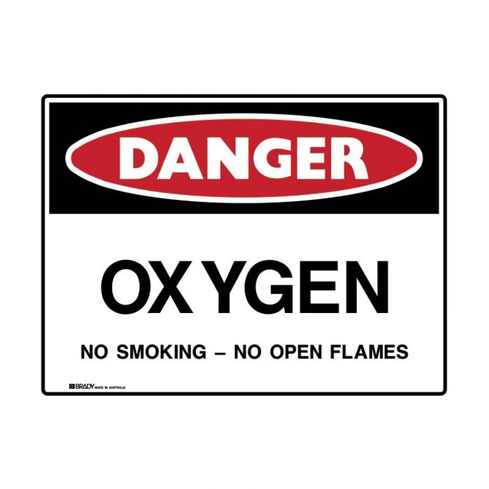 850124 Danger Sign - Oxygen No Smoking No Open Flames 