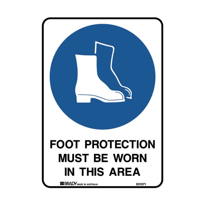 851570 BradyGlo Sign - Foot Protection Must Be Worn In This Area 