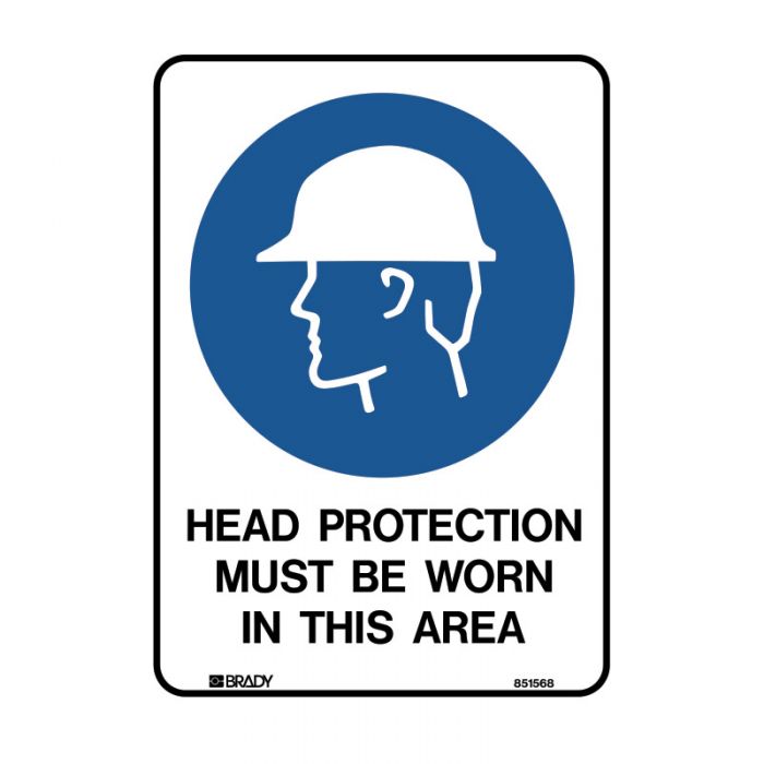 851573 BradyGlo Sign - Head Protection Must Be Worn In This Area 