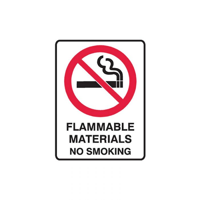 851603 BradyGlo Sign - Flammable Materials No Smoking 