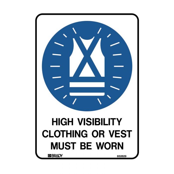 852623 Mandatory Sign - Hi-Visibility Clothing Or Vest Must Be Worn 