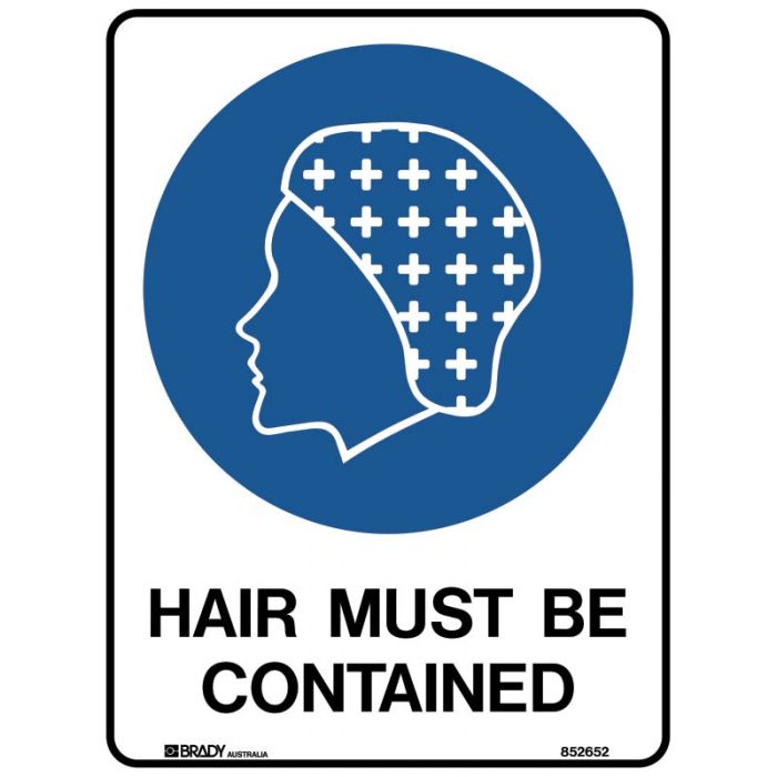 852649 Mandatory Sign - Hair Must Be Contained 