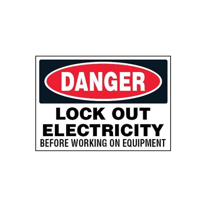 854203 Lockout Tagout Labels - Danger Lock Out Electricity Before Working On Equipment Labels