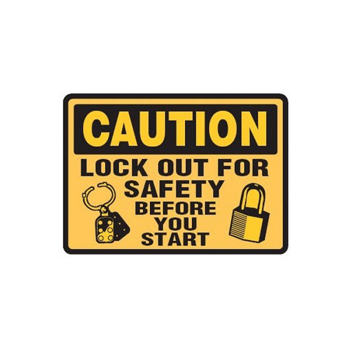 854221 Lockout Tagout Labels - Caution Lock Out For Safety Before You Start Labels