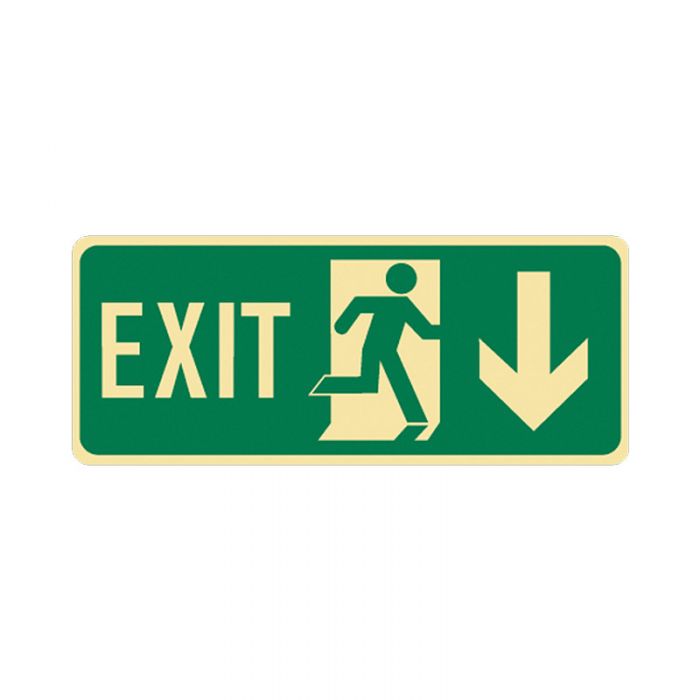 855079 Exit Floor Sign - Running Man Arrow Down 