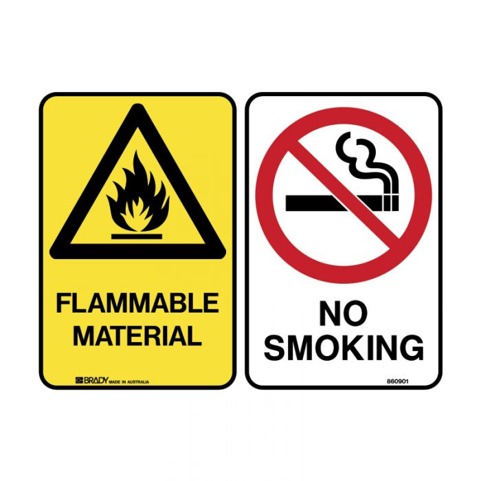855512 Multiple Message Sign - Flammable-No Smoking 