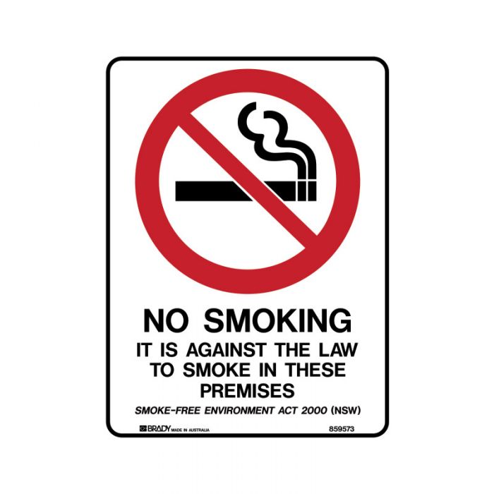 859571 Prohibition Sign - NSW - No Smoking It Is Against The Law To Smoke In This Premises Smoke-Free.. 