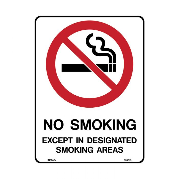 859611 Prohibition Sign - No Smoking Except in Designated Smoking Areas 