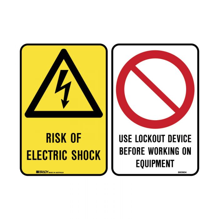 860904 Multiple Message Sign - Electric Shock-Use Lockout 
