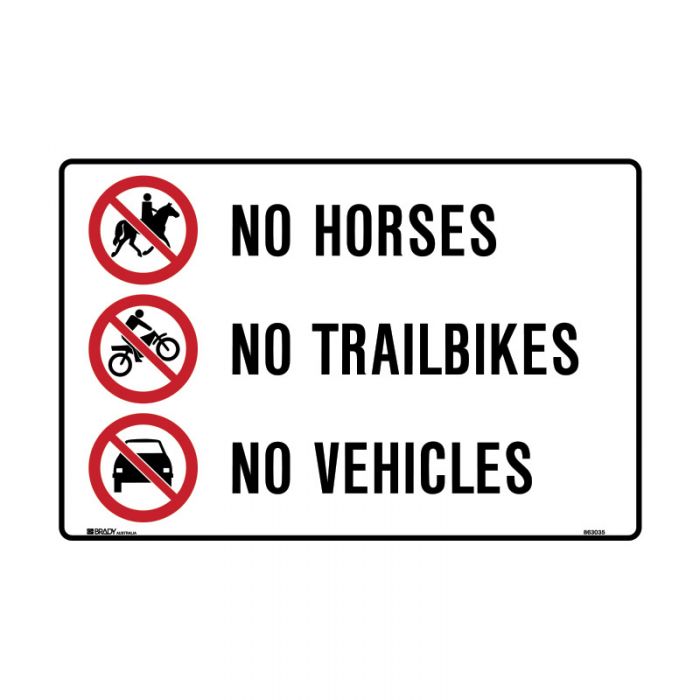 862595 Park Sign - No Horses No Trailbikes No Vehicles 