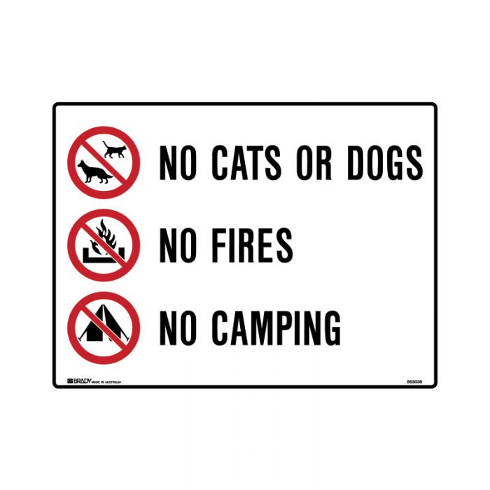 863036 Park Sign - No Cats Or Dogs No Fires No Camping 