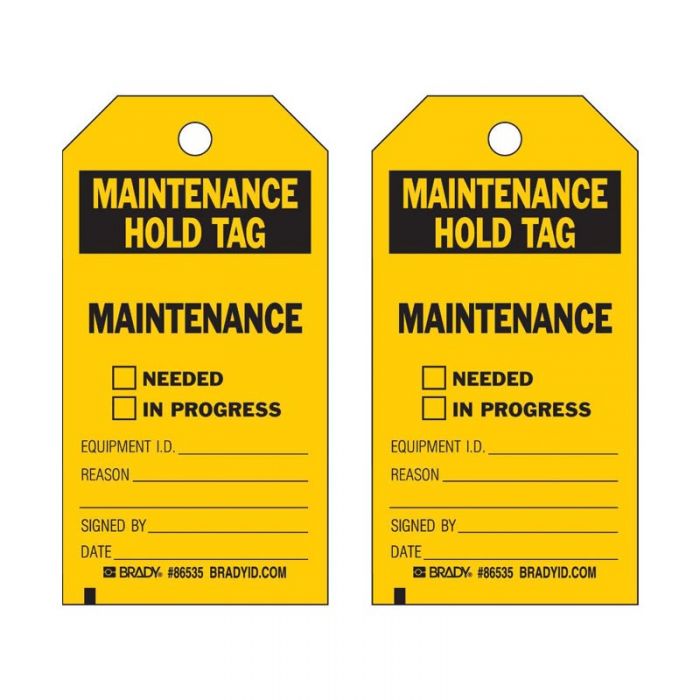 Maintenance Hold Tag Needed In Progress Equipment Id Reason