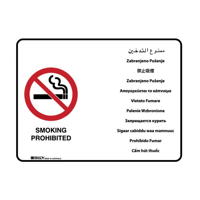 871613 Multilingual Sign - Smoking Prohibited 