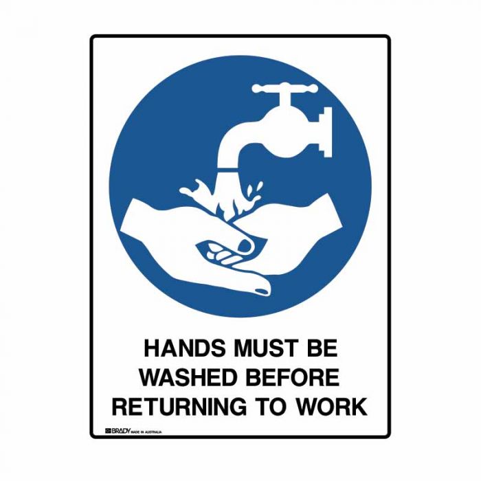 872590 UltraTuff Sign - Hands Must Be Washed Before Returning To Work 