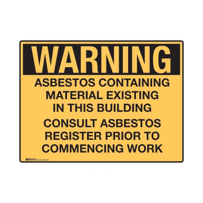 875532 Asbestos Sign - Warning Asbestos Containing Material Existing in this Building 