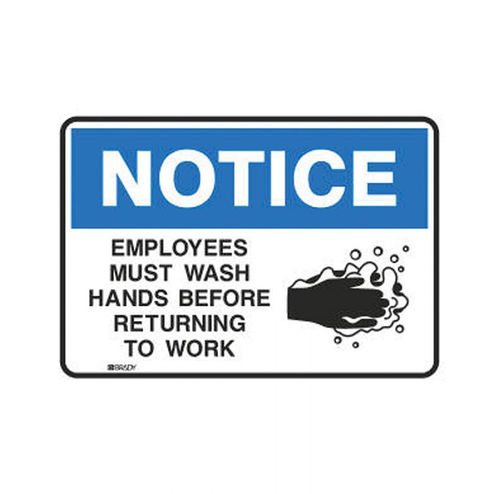 877160 ToughWash Sign - Notice Employees Must Wash Hands Before Returning To Work 