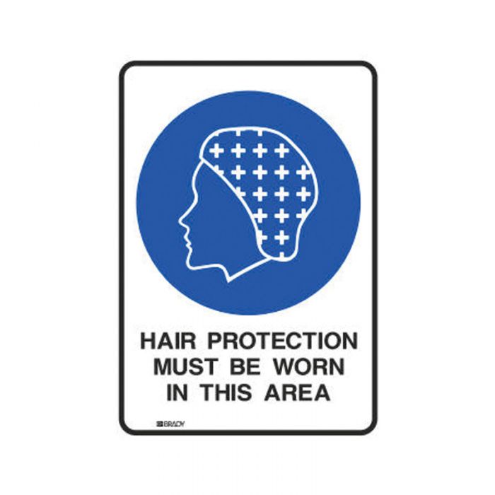 877163 ToughWash Sign - Hair Protection Must Be Worn In This Area 