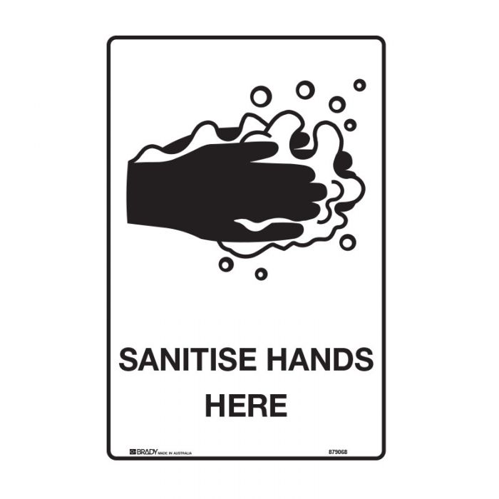 General Information Signs - Sanitise Hands Here - 450 x 300mm, Poly