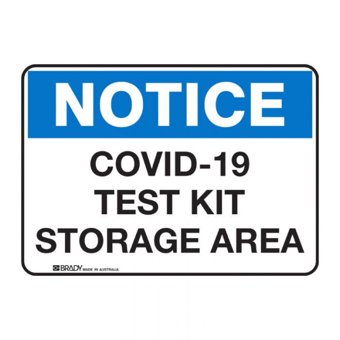 Notice Sign - COVID-19 Test Kit Storage Area Sign, 300 x 450mm, Flute