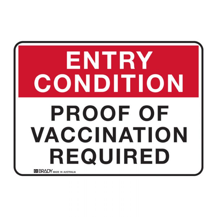 Entry Condition Sign - Proof of Vaccination Required, 300 x 450mm, Metal