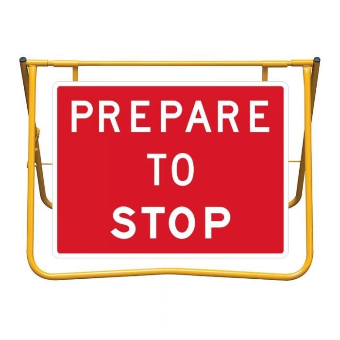 Prepare to Stop Sign and Stand Kit, 900 x 600mm