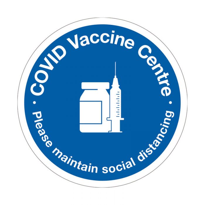 Floor Sign - COVID Vaccine Centre Please Maintain Social Distancing, 300mm