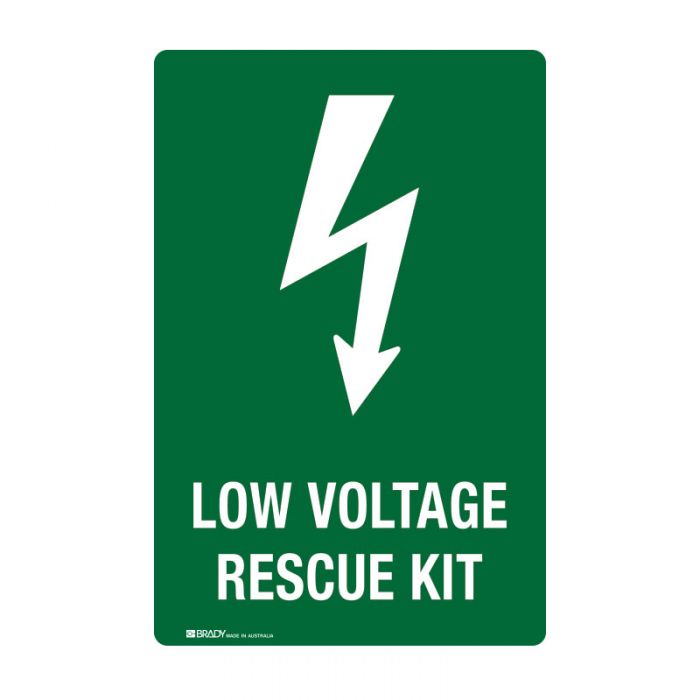 Low Voltage Rescue Kit Sign - 450 x 300mm, Poly