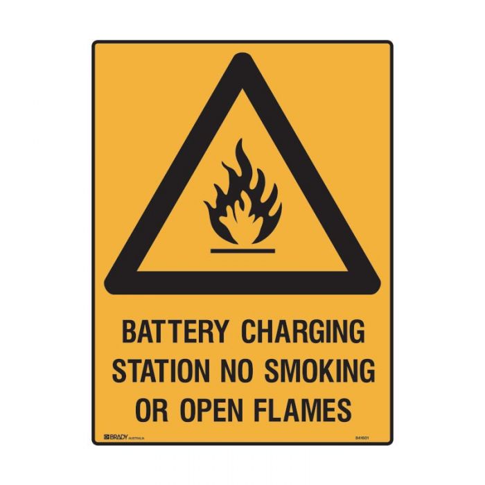 PF833861 Warning Sign - Battery Charging Station No Smoking Or Open Flames 