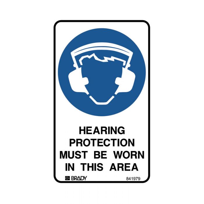 PF841979 Small Stick On Labels - Hearing Protection Must Be Worn In This Area 