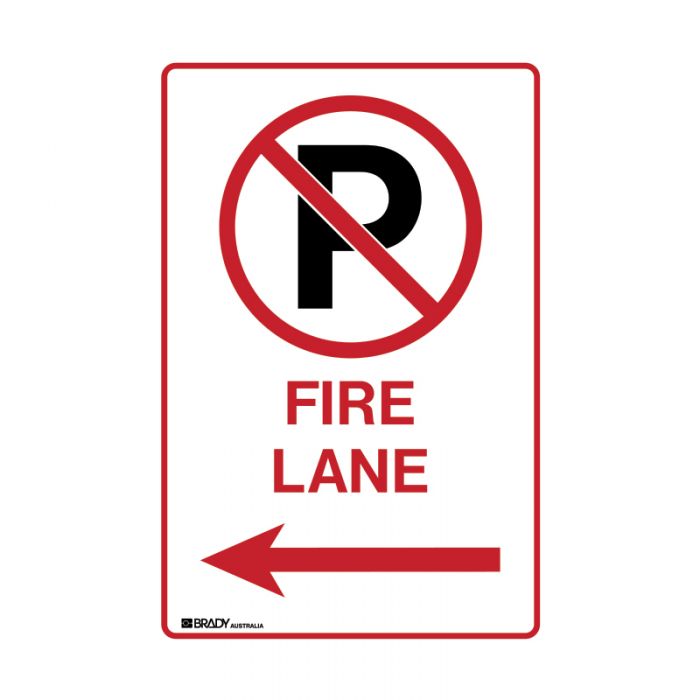 PF843978 Parking & No Parking Sign - No Parking Either Side Fire Lane with Left Arrow 