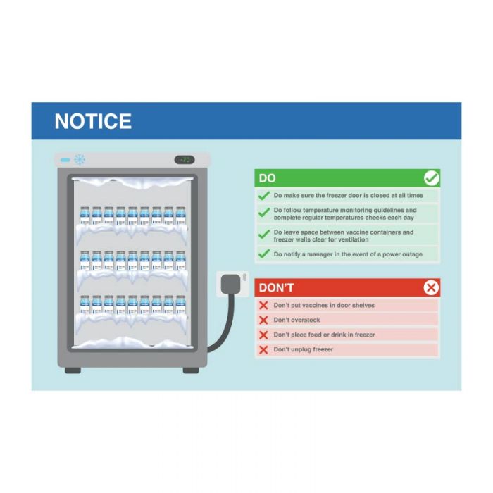 Vaccine Fridge Sign - Do's and Don'ts, 450 x 300mm - Magnetic Vinyl