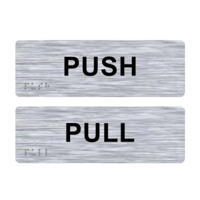 Braille Sign - Push/Pull Set, Stainless Steel