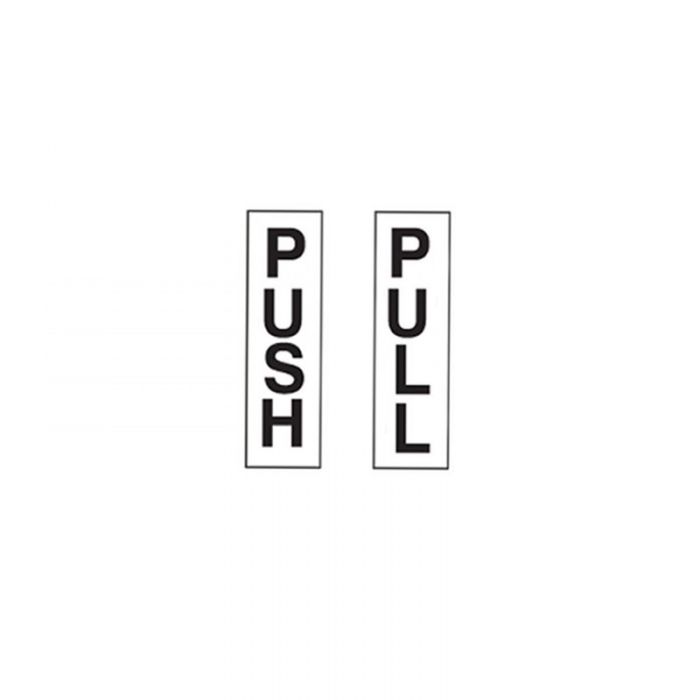 Door Sign - Push/Pull Vertical White (Self Adhesive Vinyl) H45mm x W200mm