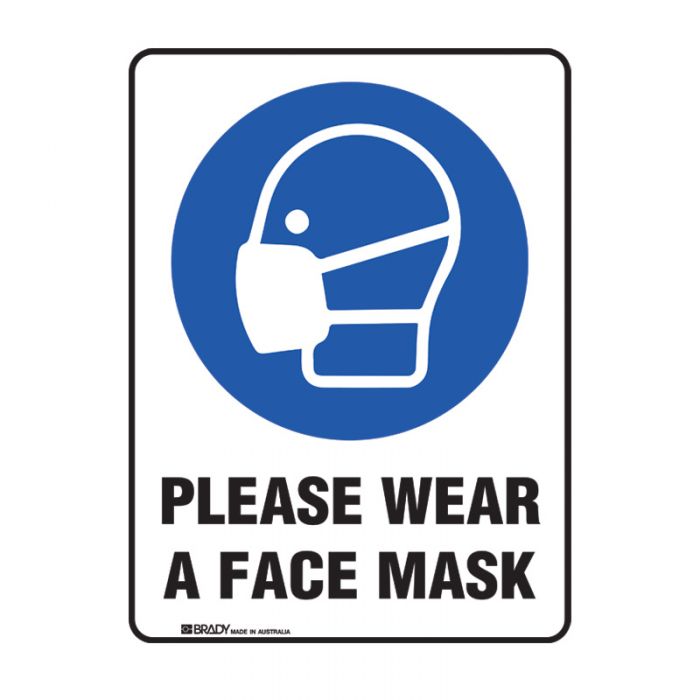Please Wear a Face Mask Sign - H450 x W300mm, FLU