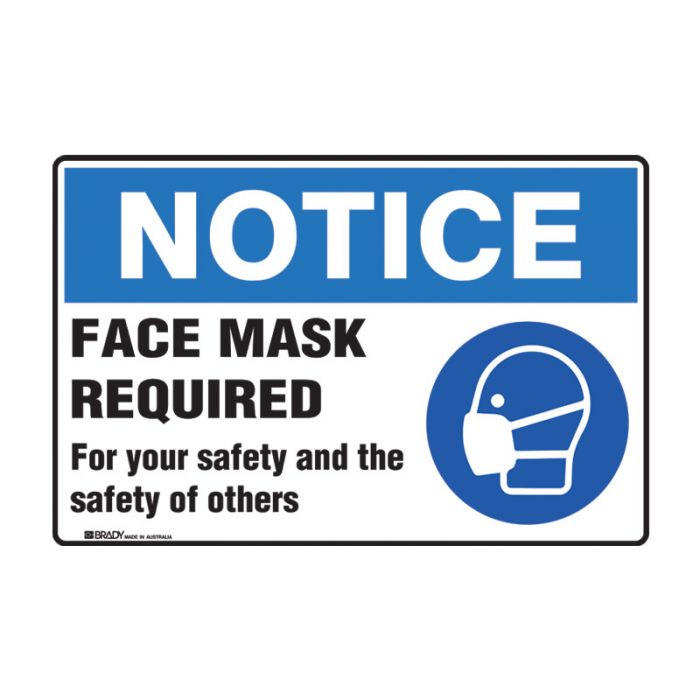 Notice Sign - Face Mask Required, H300 x W450mm, FLU