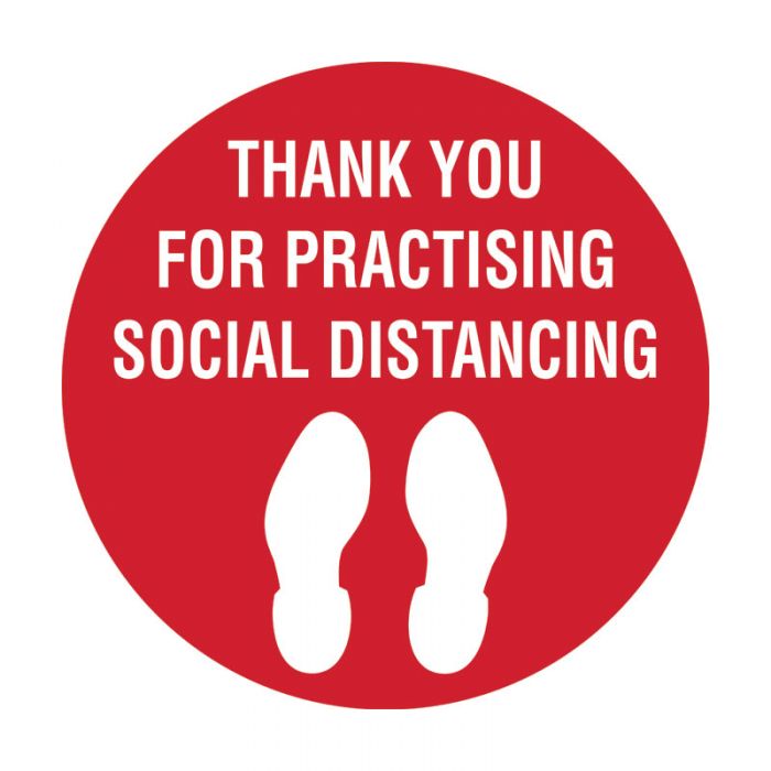 Carpet Floor Marking Sign - Thank You For Practising Social Distancing, 300mm