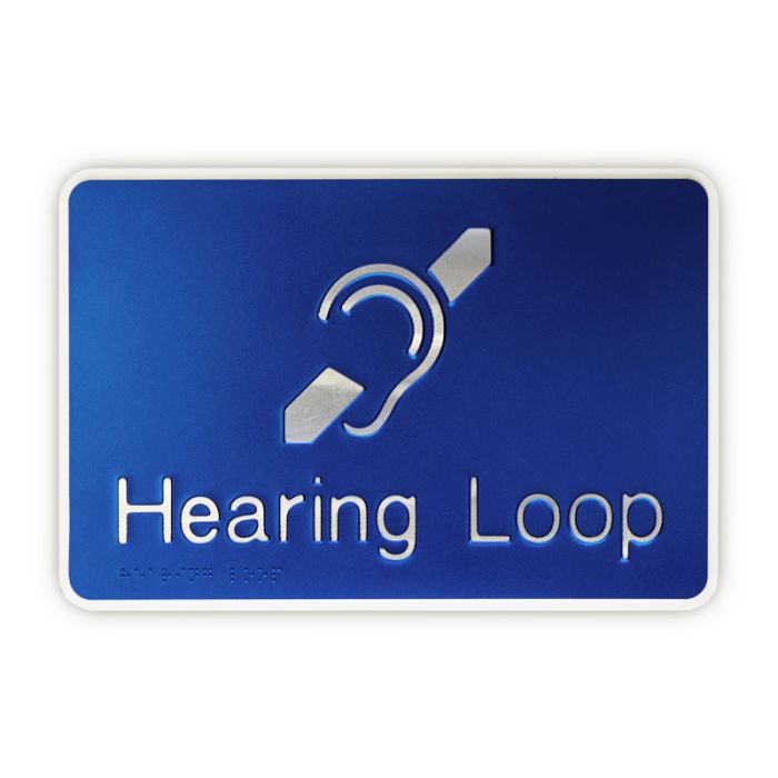 Premium Braille Sign - Hearing Loop, 290mm (W) x 190mm (H), Anodised Aluminium